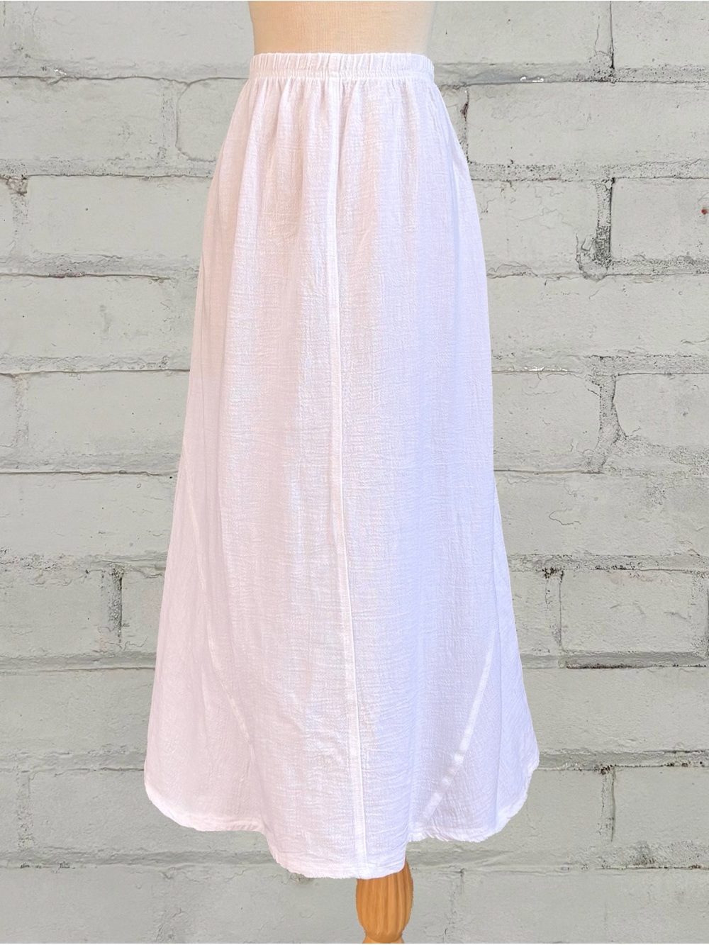 Vintage White Midi Skirt - Cotton Gauze Trumpet Skirt